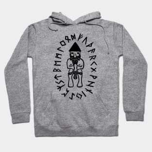 Eyrarland Thor Figure with Mjolnir and Runes (Black Ink Version) Hoodie